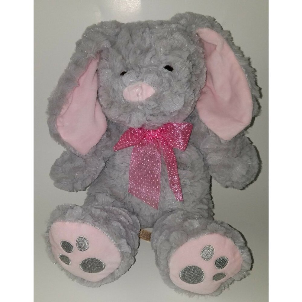 Dan Dee Gray Pink Bunny Rabbit Plush 12" Stuffed Animal Toy Easter Basket SOFT